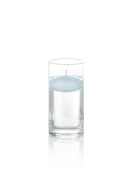 3" Floating Candles and 7.5" Cylinder Vases Ice Blue