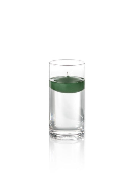 3" Floating Candles and 7.5" Cylinder Vases Hunter Green