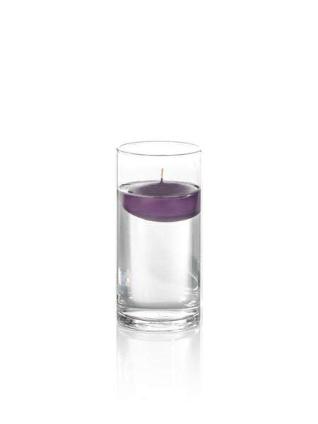 3" Floating Candles and 7.5" Cylinder Vases Dark Purple