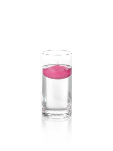 3" Floating Candles and 7.5" Cylinder Vases Hot Pink