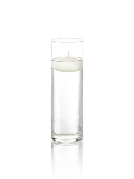 3" Floating Candles and 9" Cylinder Vases White