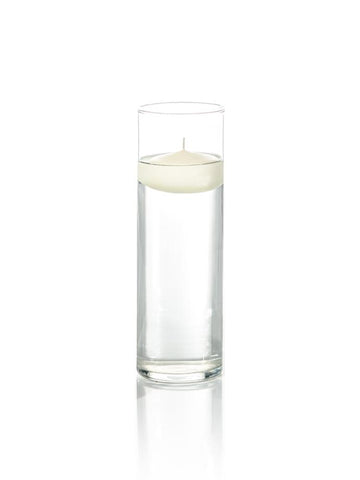 Yummi Candles - 3" Floating Candles and 9" Cylinder Vases Ivory