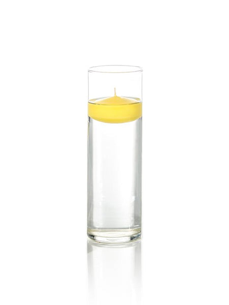 3" Floating Candles and 9" Cylinder Vases Bright Yellow