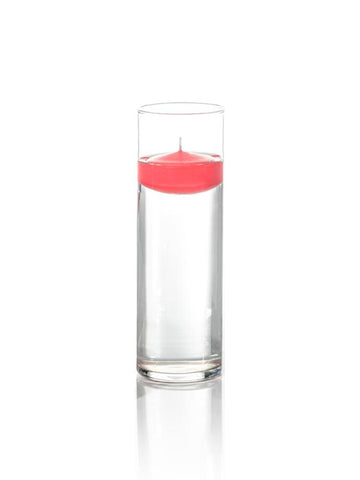 Yummi Candles - 3" Floating Candles and 9" Cylinder Vases Ruby Red