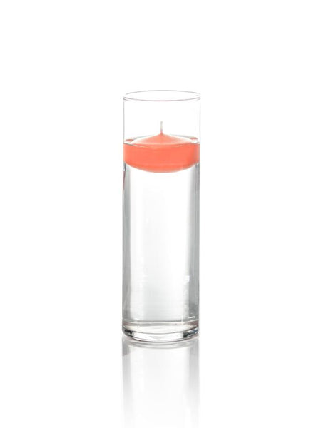 3" Floating Candles and 9" Cylinder Vases Bright Orange