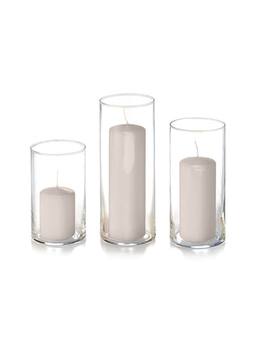 Yummi Candles - 36 Slim Pillar Candles and Cylinder Vases