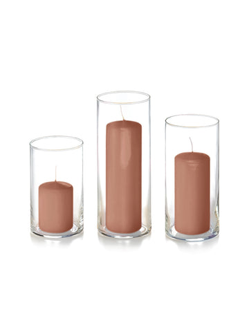 Yummi Candles - 36 Slim Pillar Candles and Cylinder Vases