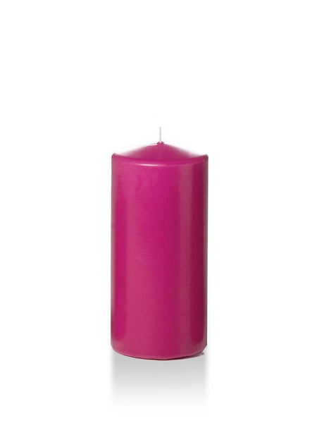 3" x 6" Wholesale Pillar Candles Hot Pink