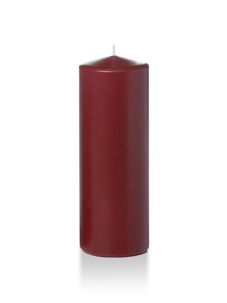 3" x 8" Wholesale Pillar Candles Burgundy