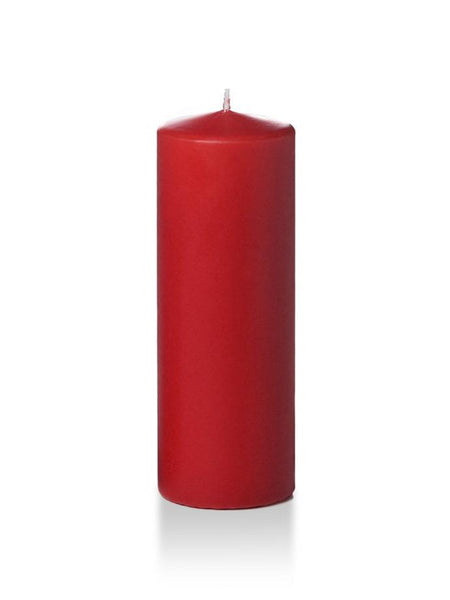 3" x 8" Wholesale Pillar Candles Ruby Red