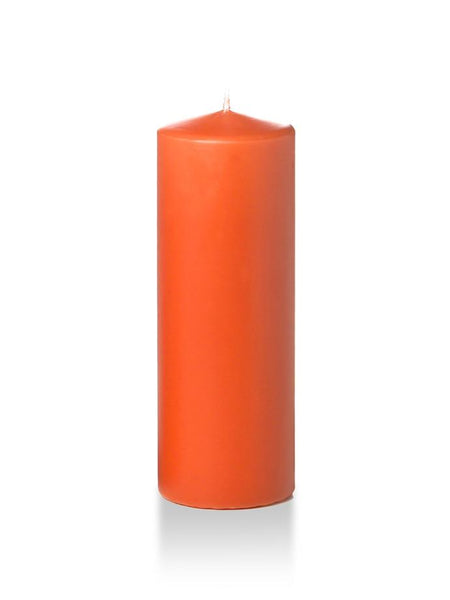 3" x 8" Pillar Candles Bright Orange
