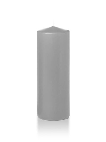 3" x 8" Wholesale Pillar Candles Light Gray