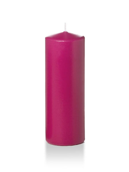 3" x 8" Wholesale Pillar Candles Hot Pink
