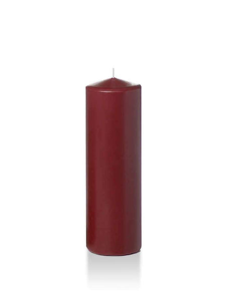 Wholesale 2.25" x 7" Slim Pillar Candles Burgundy