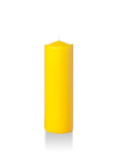 Wholesale 2.25" x 7" Slim Pillar Candles Bright Yellow