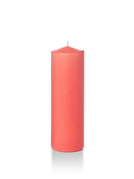 Wholesale 2.25" x 7" Slim Pillar Candles Coral