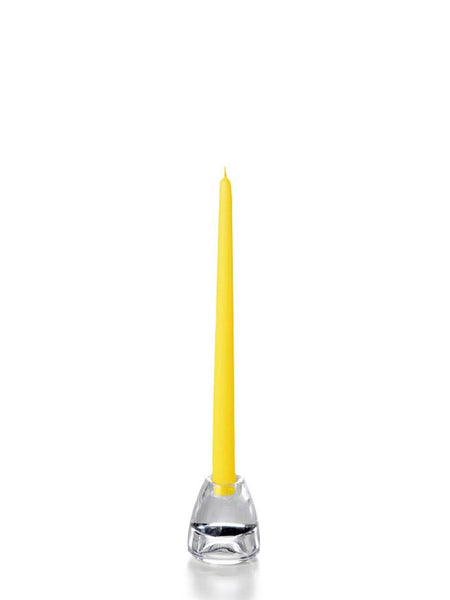 12" Wholesale Taper Candles - Case of 144 Bright Yellow