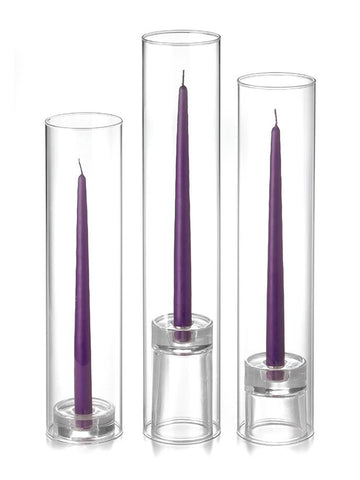 Yummi Candles - 12 Taper Candles, 12 Glass Chimneys and 12 Glass Taper Holders