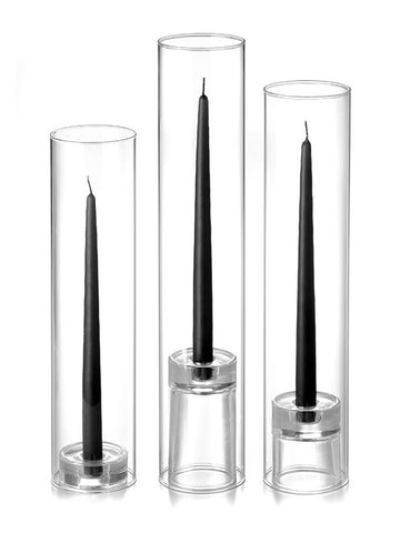 Yummi Candles - 12 Taper Candles, 12 Glass Chimneys and 12 Glass Taper Holders