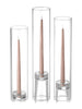 Yummi Candles - 12 Taper Candles, 12 Glass Chimneys and 12 Glass Taper Holders