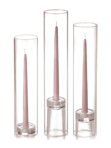 Yummi Candles - 12 Taper Candles, 12 Glass Chimneys and 12 Glass Taper Holders