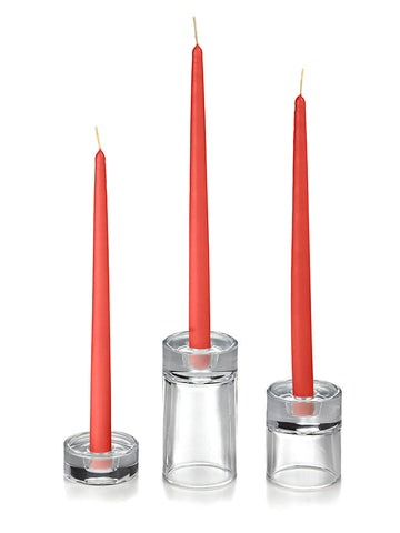 Yummi Candles - 12 Taper Candles and 12 Glass Taper Holders
