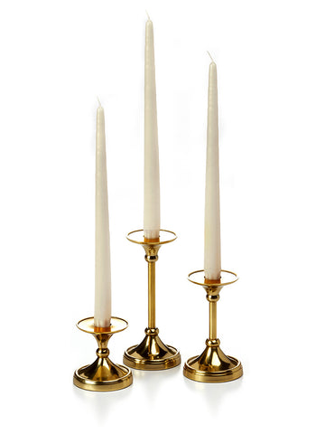 Yummi Candles - 12 Taper Candles and 12 Gold Timeless Taper Holders
