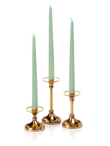 Yummi Candles - 12 Taper Candles and 12 Gold Timeless Taper Holders