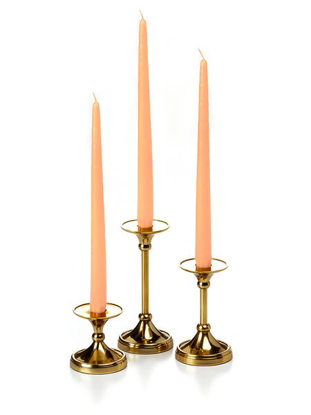12 Taper Candles and 12 Gold Timeless Taper Holders