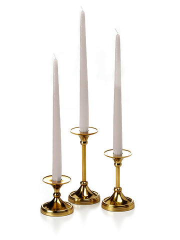 Yummi Candles - 12 Taper Candles and 12 Gold Timeless Taper Holders