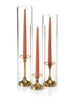 Yummi Candles - 12 Taper Candles, 12 Glass Chimneys and 12 Gold Timeless Taper Holders