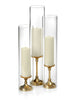 Yummi Candles - 12 Slim Pillar Candles, 12 Glass Chimneys and 12 Gold Timeless Pillar Holders