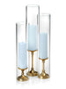 Yummi Candles - 12 Slim Pillar Candles, 12 Glass Chimneys and 12 Gold Timeless Pillar Holders