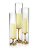 Yummi Candles - 12 Slim Pillar Candles, 12 Glass Chimneys and 12 Gold Timeless Pillar Holders