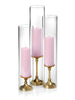 Yummi Candles - 12 Slim Pillar Candles, 12 Glass Chimneys and 12 Gold Timeless Pillar Holders