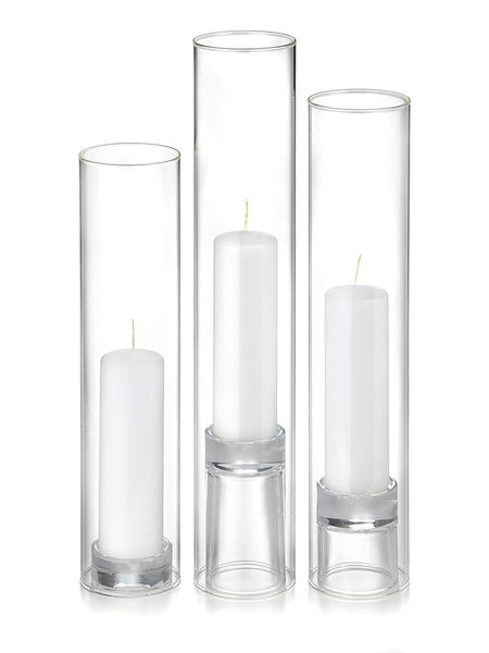 Pillar Chimney Glass Holder <br>Set of 12 - White