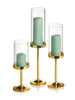 Yummi Candles - 12 Slim Pillar Candles, 12 Cylinder Vases and 12 Gold Vevo Pedestals