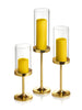 Yummi Candles - 12 Slim Pillar Candles, 12 Cylinder Vases and 12 Gold Vevo Pedestals