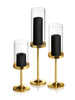 Yummi Candles - 12 Slim Pillar Candles, 12 Cylinder Vases and 12 Gold Vevo Pedestals