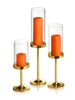Yummi Candles - 12 Slim Pillar Candles, 12 Cylinder Vases and 12 Gold Vevo Pedestals
