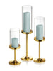 Yummi Candles - 12 Slim Pillar Candles, 12 Cylinder Vases and 12 Gold Vevo Pedestals
