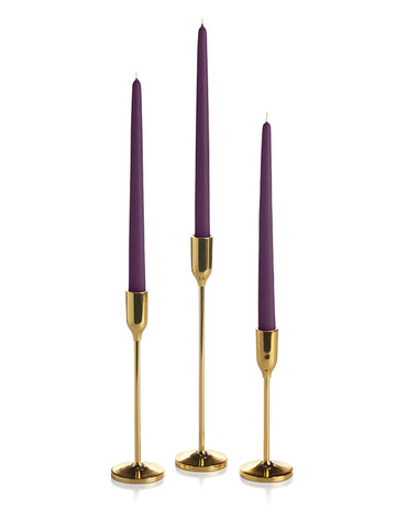 Yummi Candles - 12 Taper Candles and 12 Gold Virtu Candlesticks