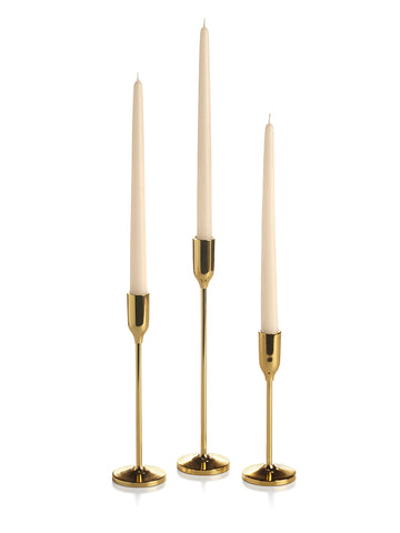 Yummi Candles - 12 Taper Candles and 12 Gold Virtu Candlesticks