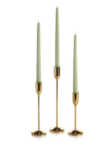 Yummi Candles - 12 Taper Candles and 12 Gold Virtu Candlesticks