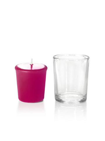 Yummi Candles - 15 Hour Votive Candles & Votive Holders Hot Pink