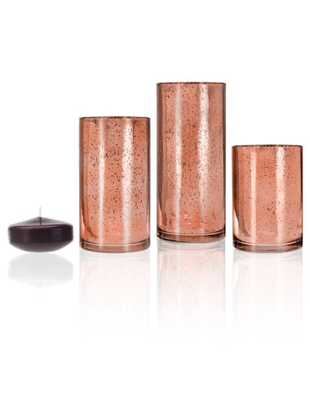 3" Floating Candles and Rose Gold Metallic Cylinders Magenta