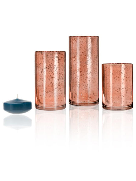 3" Floating Candles and Rose Gold Metallic Cylinders Sapphire
