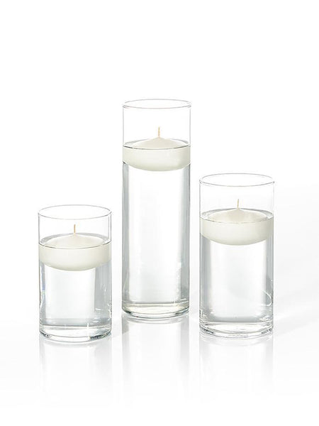 12 Floating Candles and Cylinder Vases
