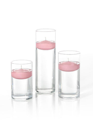 Yummi Candles - 6 Floating Candles and Cylinder Vases