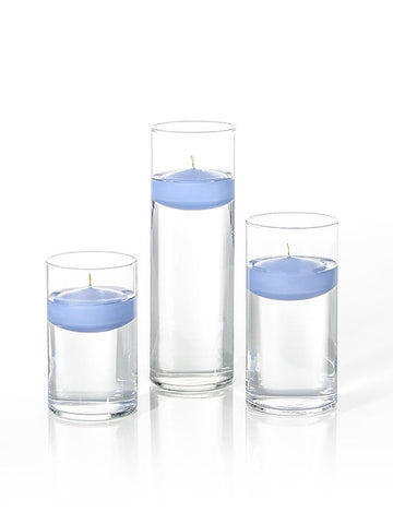 Yummi Candles - 18 Floating Candles and Cylinder Vases